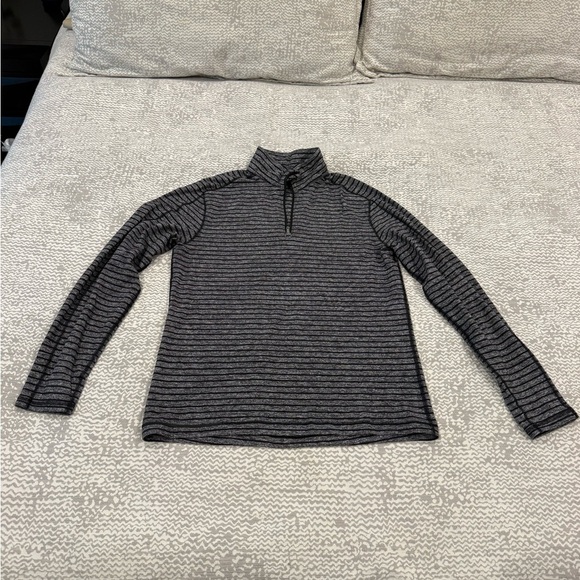 lululemon athletica Men's Black and Gray Striped Pullover - Picture 1 of 5